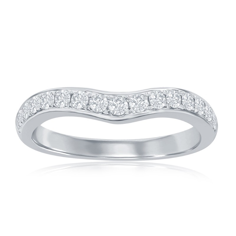 14K White Gold Curved Diamond Band