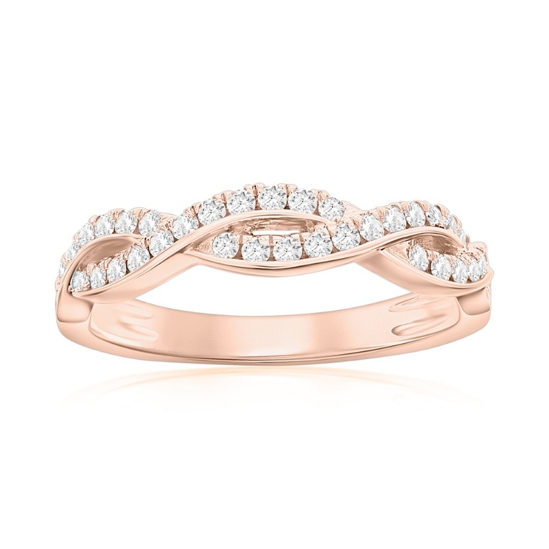 14K Rose Gold Twist Diamond Band