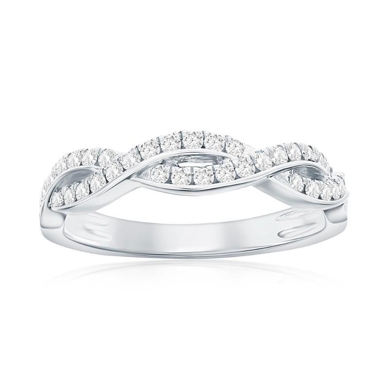 14K White Gold Twist Diamond Band