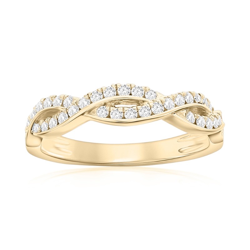 14K Yellow Gold Twist Diamond Band
