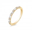 14K Yellow Gold Alternating Baguette and Round Diamond Band