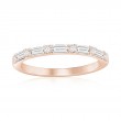 14K Rose Gold Alternating Baguette and Round Diamond Band