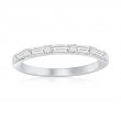 14K White Gold Alternating Baguette and Round Diamond Band