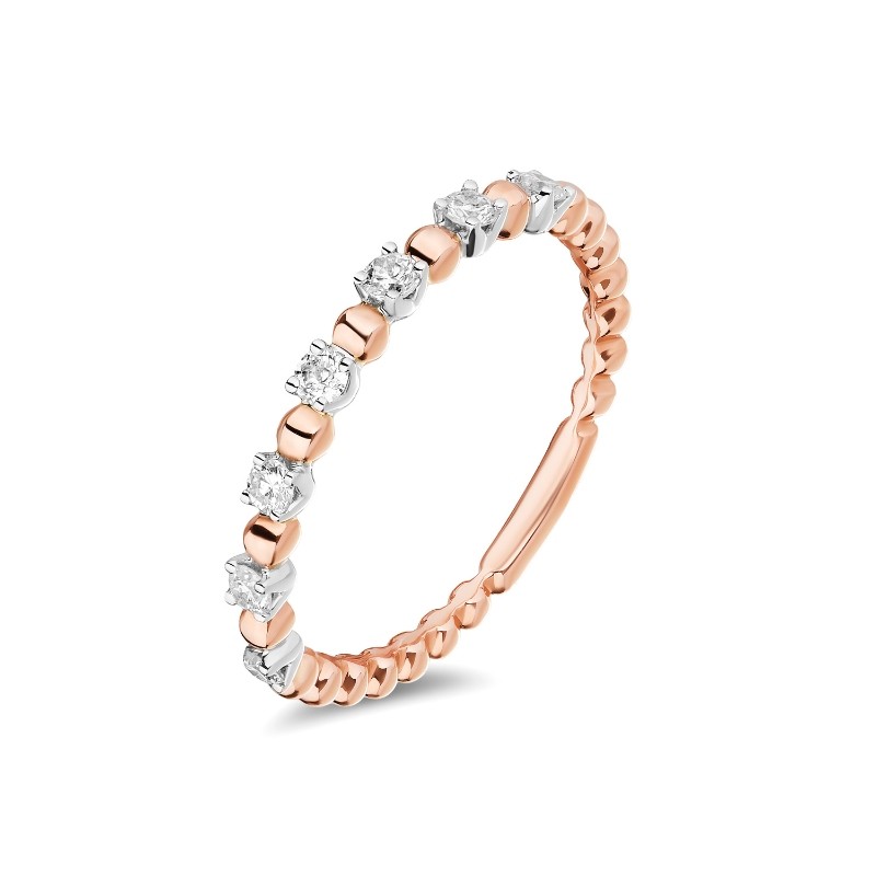 14K Two-Tone Beaded Diamond Band