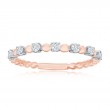 14K Rose Gold Beaded Diamond Band
