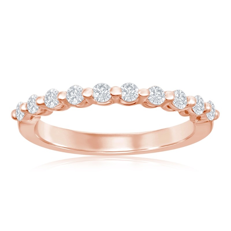 14K Rose Gold Single Shared Prong Diamond Band