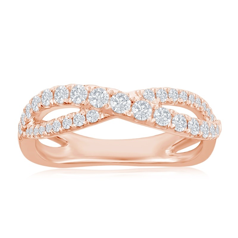 14K Rose Gold Crossover Diamond Band