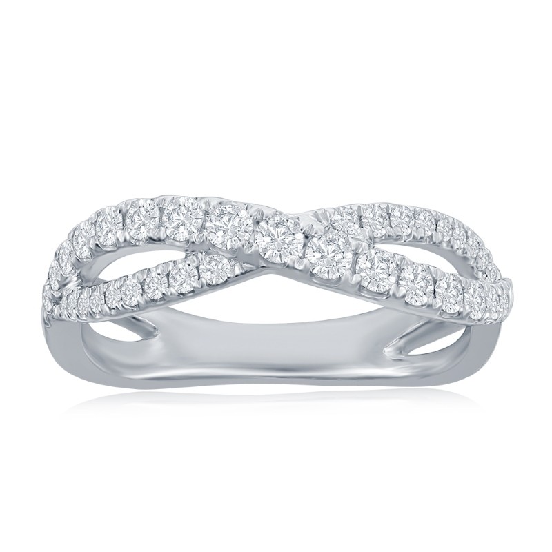14K White Gold Crossover Diamond Band