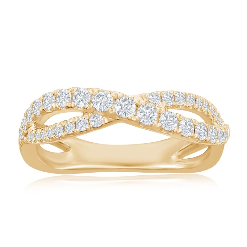 14K Yellow Gold Crossover Diamond Band