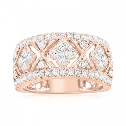 14K Rose Gold Vintage Inspired Miligrain Anniversary Band