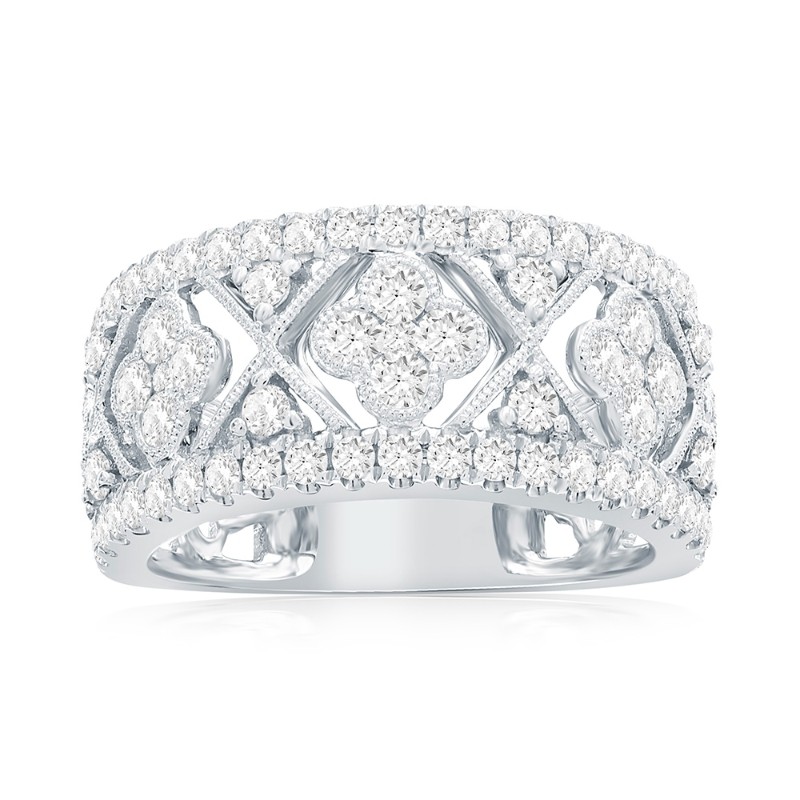 14K White Gold Vintage Inspired Miligrain Anniversary Band