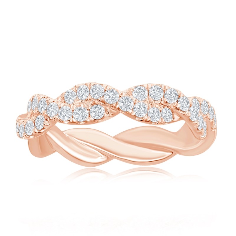 14K Rose Gold Twist Diamond Band