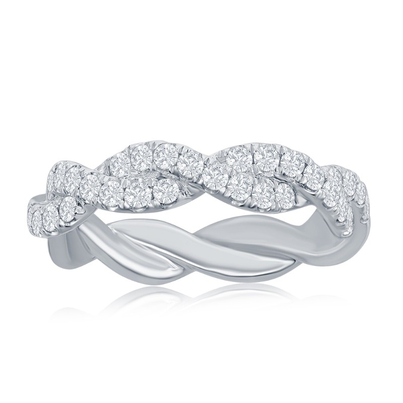14K White Gold Twist Diamond Band