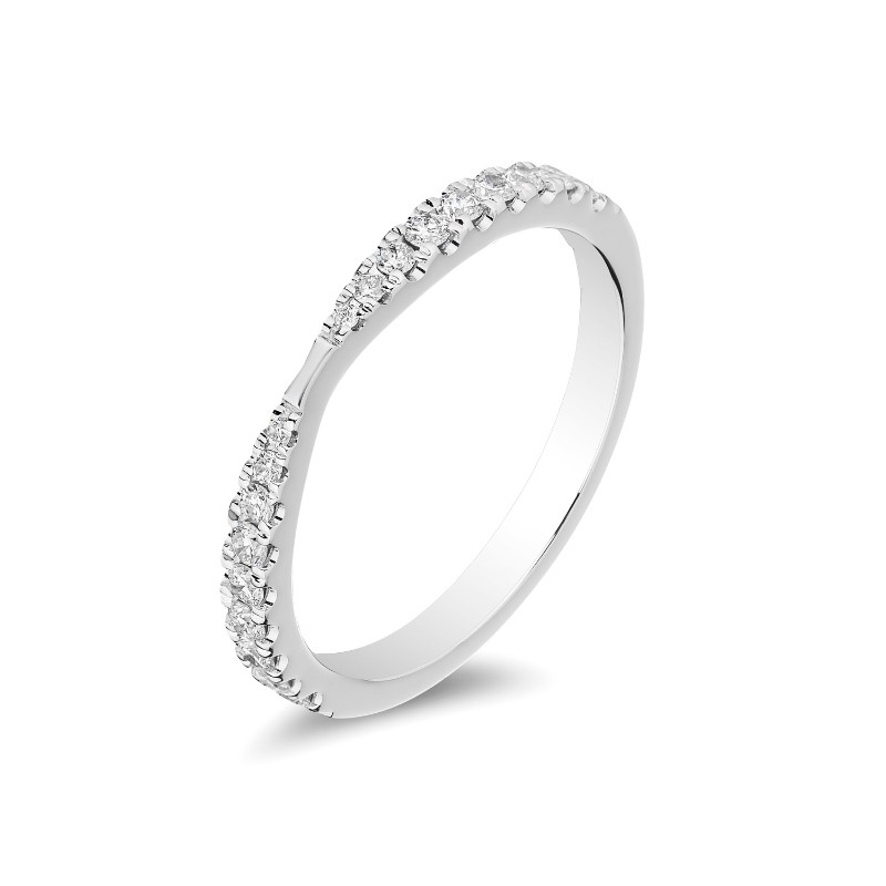 14K White Gold Pinched Diamond Band