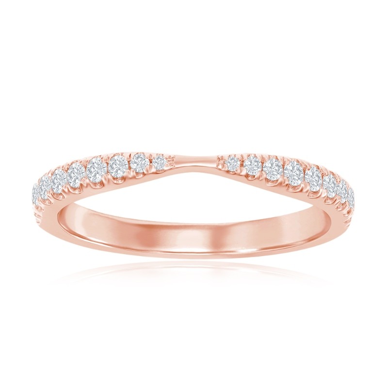 14K Rose Gold Pinched Diamond Band