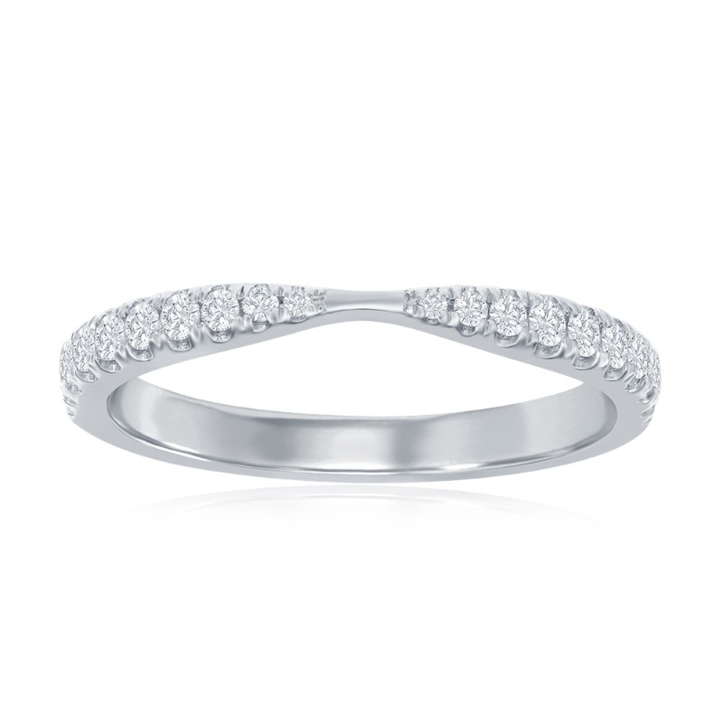 14K White Gold Pinched Diamond Band
