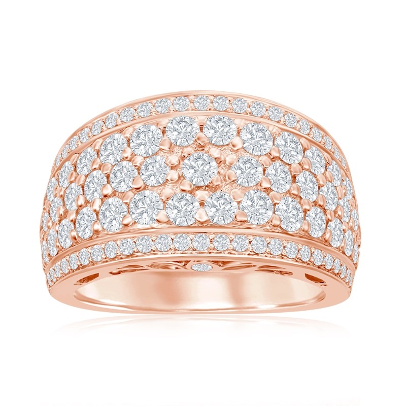 14K Rose Gold Multi-Row Pav&eacute; Anniversary Band