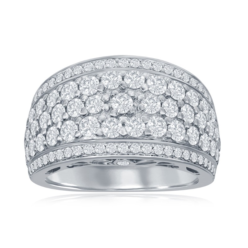 14K White Gold Multi-Row Pav&eacute; Anniversary Band