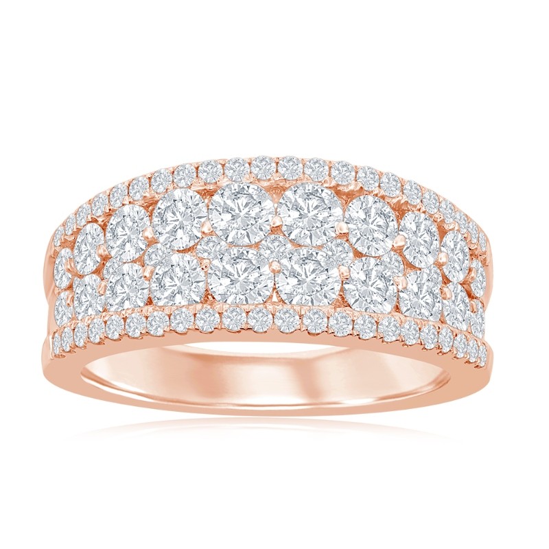 14K Rose Gold Multi-Row Pav&eacute; Anniversary Band