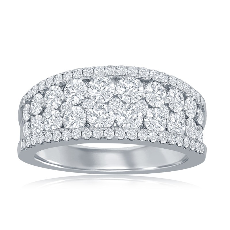 14K White Gold Multi-Row Pav&eacute; Anniversary Band