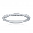 14K White Gold Beaded Scalloped Diamond Band