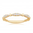 14K Yellow Gold Beaded Scalloped Diamond Band