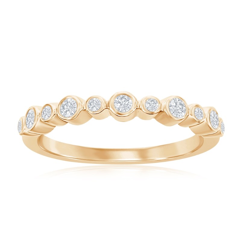 14K Yellow Gold Round Bezel Diamond Band