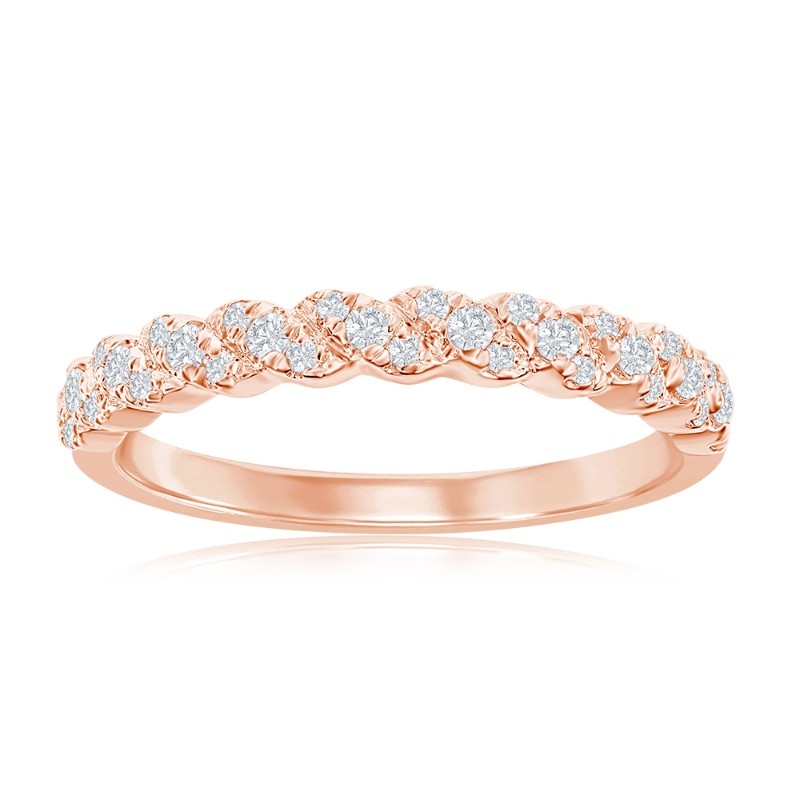 14K Rose Gold Spiral Diamond Band