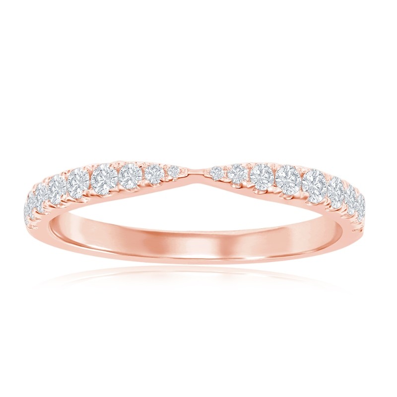 14K Rose Gold Pinched Diamond Band