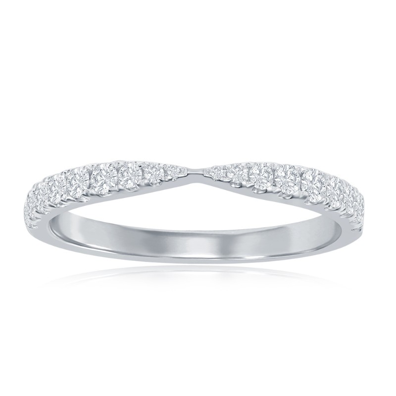 14K White Gold Pinched Diamond Band
