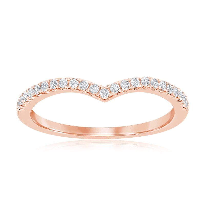 14K Rose Gold Curved Diamond Band