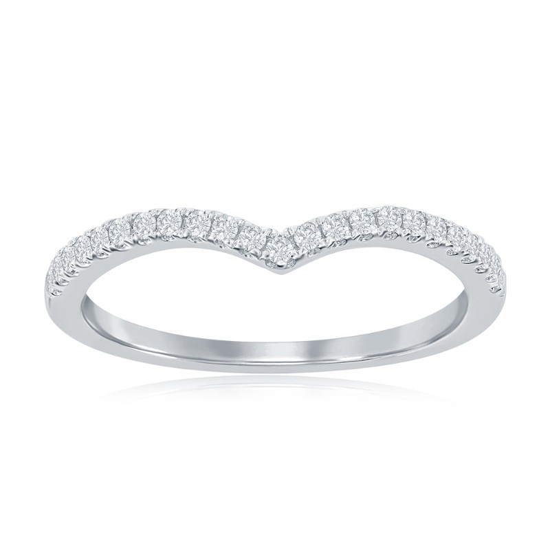 14K White Gold Curved Diamond Band