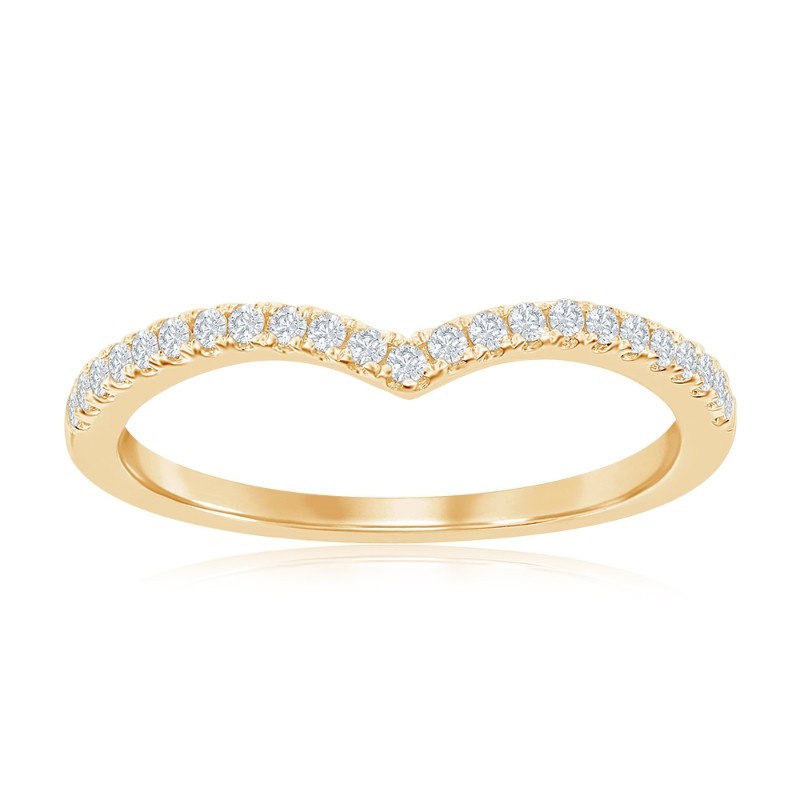 14K Yellow Gold Curved Diamond Band