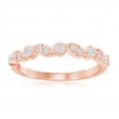 14K Rose Gold Miligrain Alternating Diamond Band