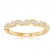 14K Yellow Gold Miligrain Alternating Diamond Band