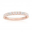 14K Rose Gold Baguette and Round Diamond Band