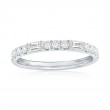 14K White Gold Baguette and Round Diamond Band