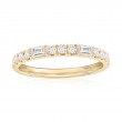 14K Yellow Gold Baguette and Round Diamond Band