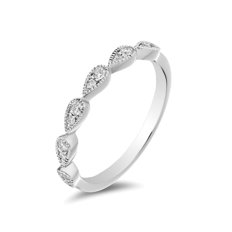 14K White Gold Miligrain Diamond Band