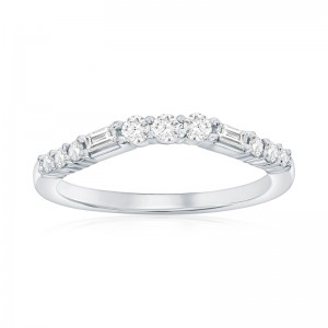 14K Rose Gold Curved Baguette Diamond Band