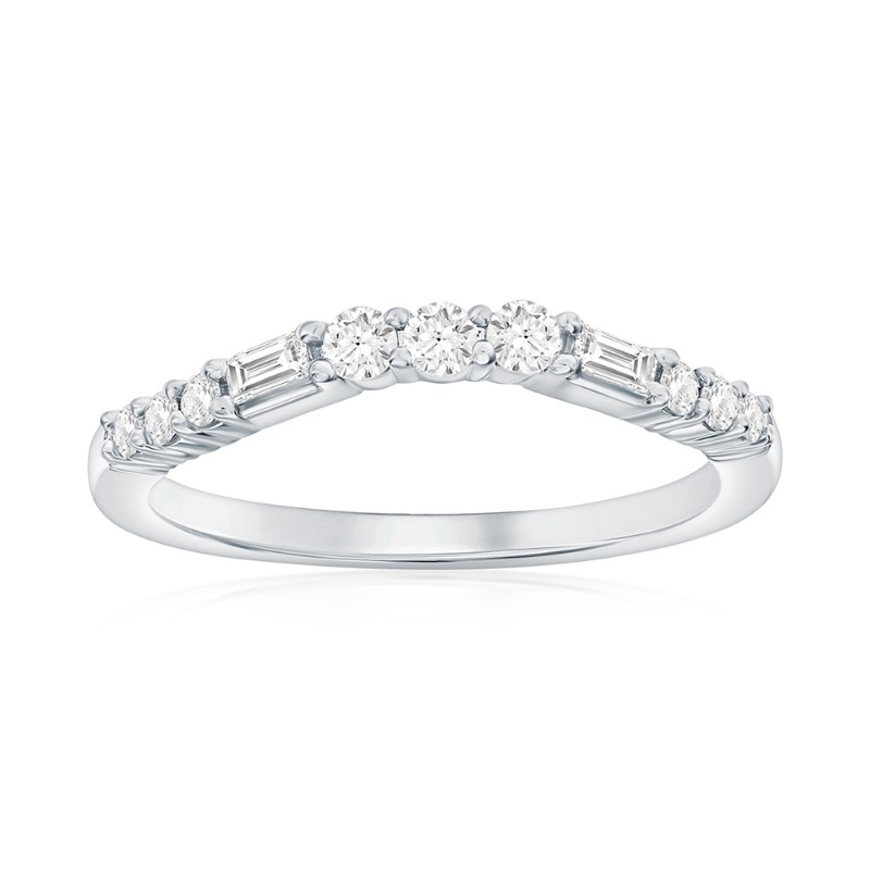 14K Rose Gold Curved Baguette Diamond Band