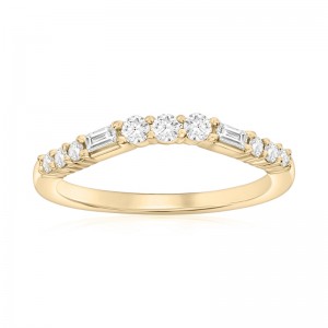 14K Rose Gold Curved Baguette Diamond Band