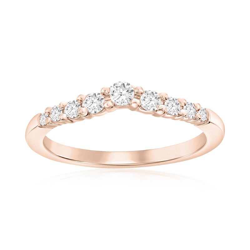 14K Rose Gold Curved Diamond Band