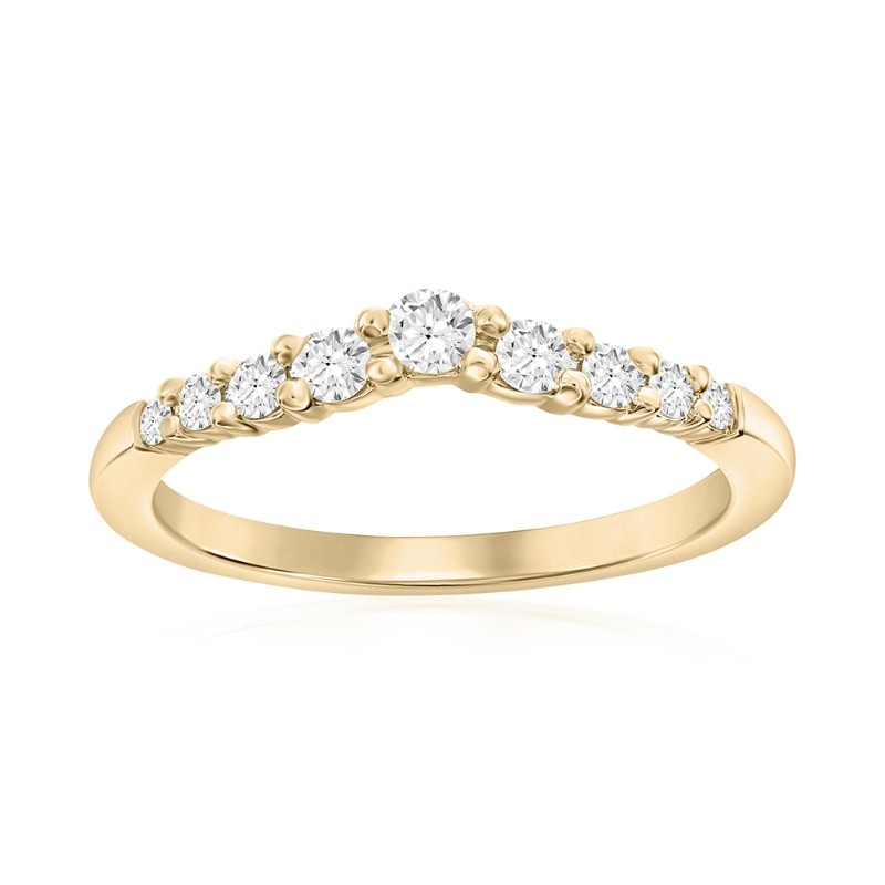 14K Yellow Gold Curved Diamond Band