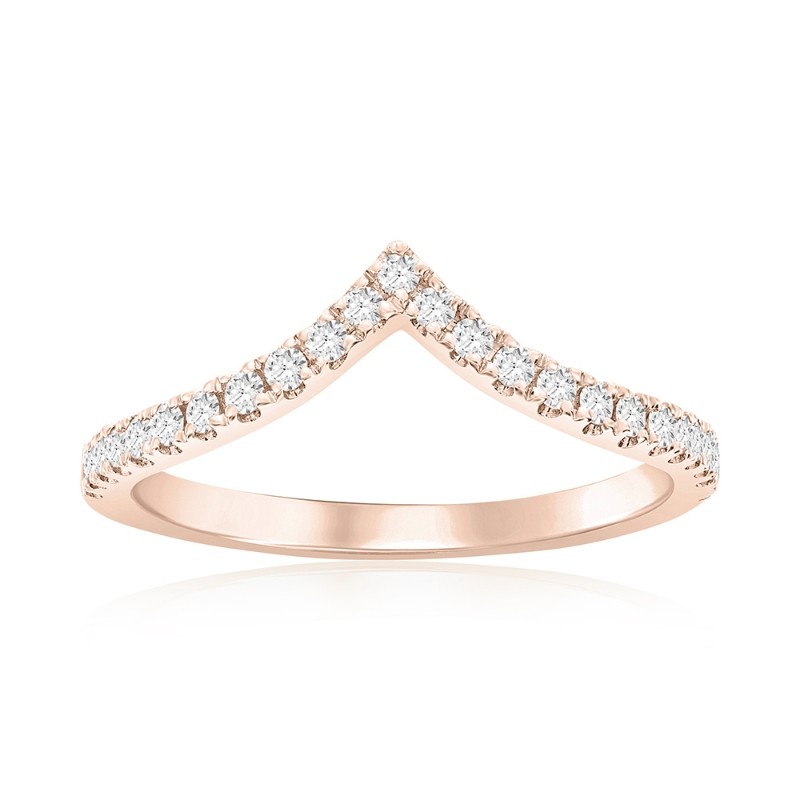 14K Rose Gold Curved Diamond Band