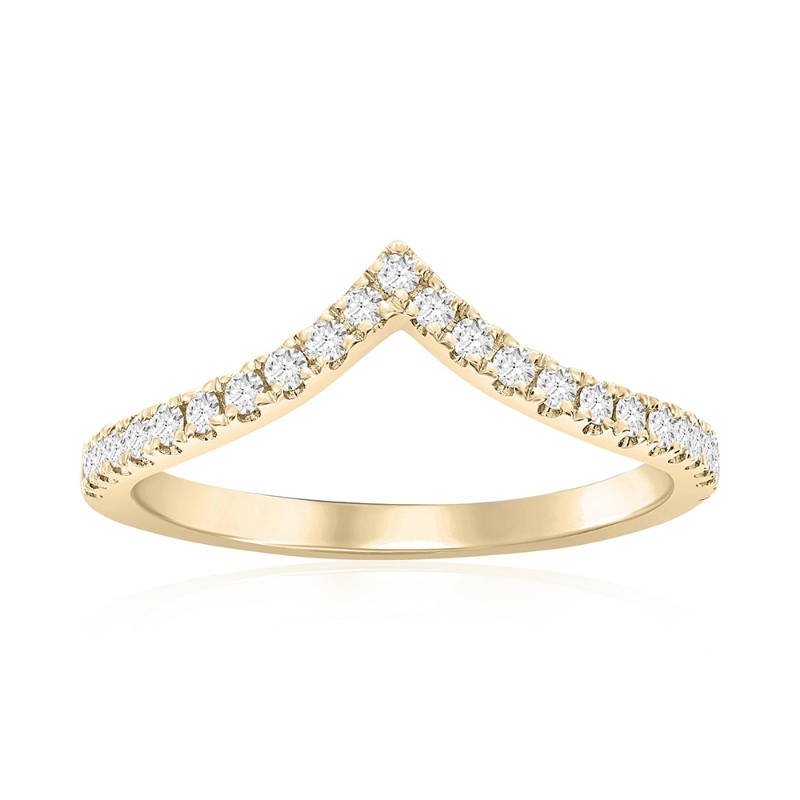 14K Yellow Gold Curved Diamond Band