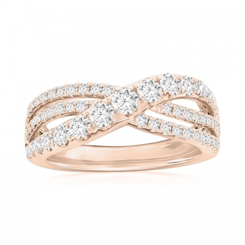 14K Rose Gold Crossover Anniversary Band
