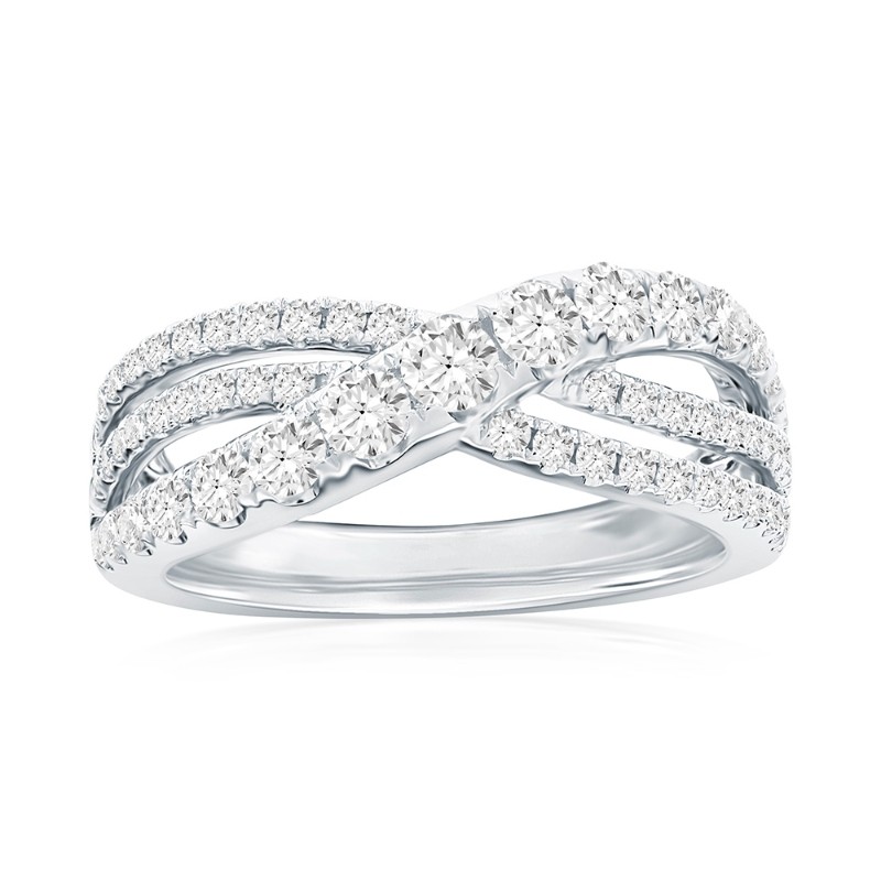 14K White Gold Crossover Anniversary Band