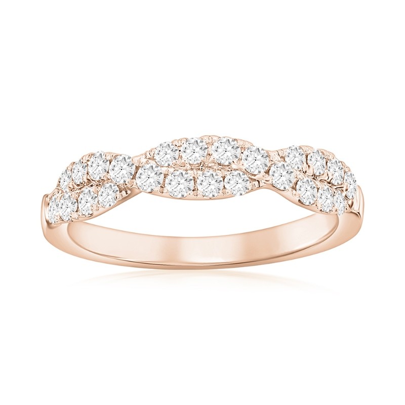 14K Rose Gold Twist Diamond Band