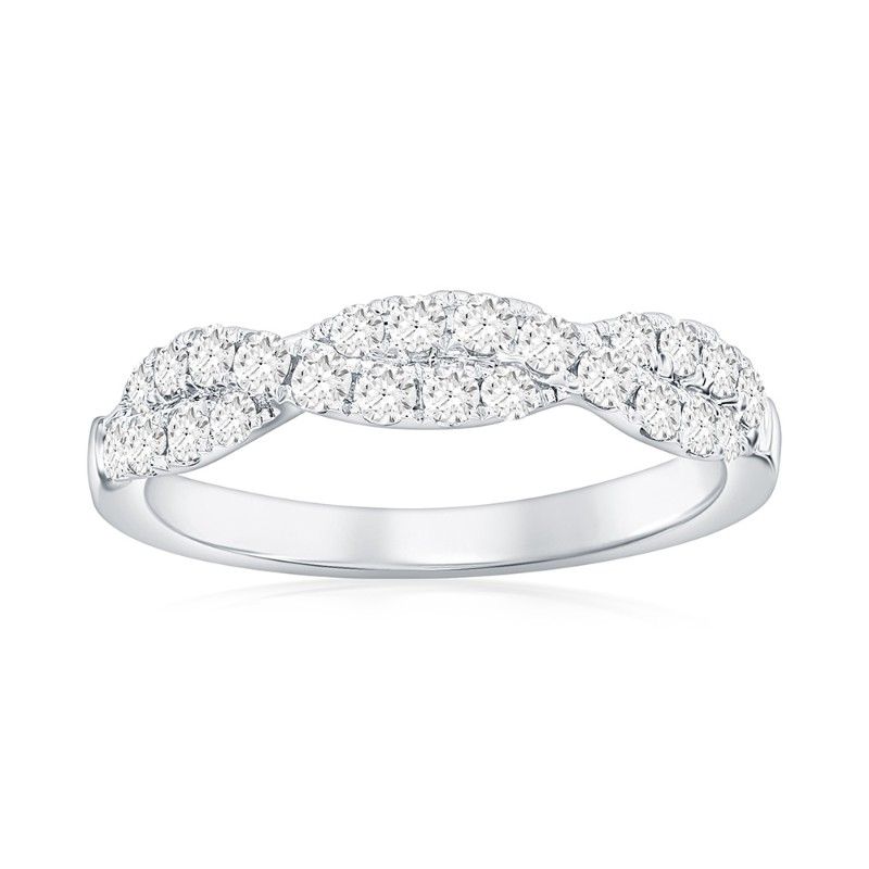 14K White Gold Twist Diamond Band